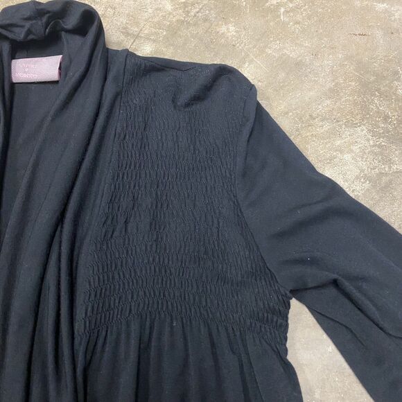 Romeo & Juliet Couture Draped Smocked Cardigan Top Womens Sz S Black - Picture 9 of 13